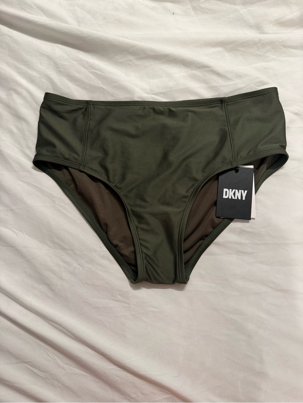 DKNY Olive Green High-Rise Bikini Bottoms